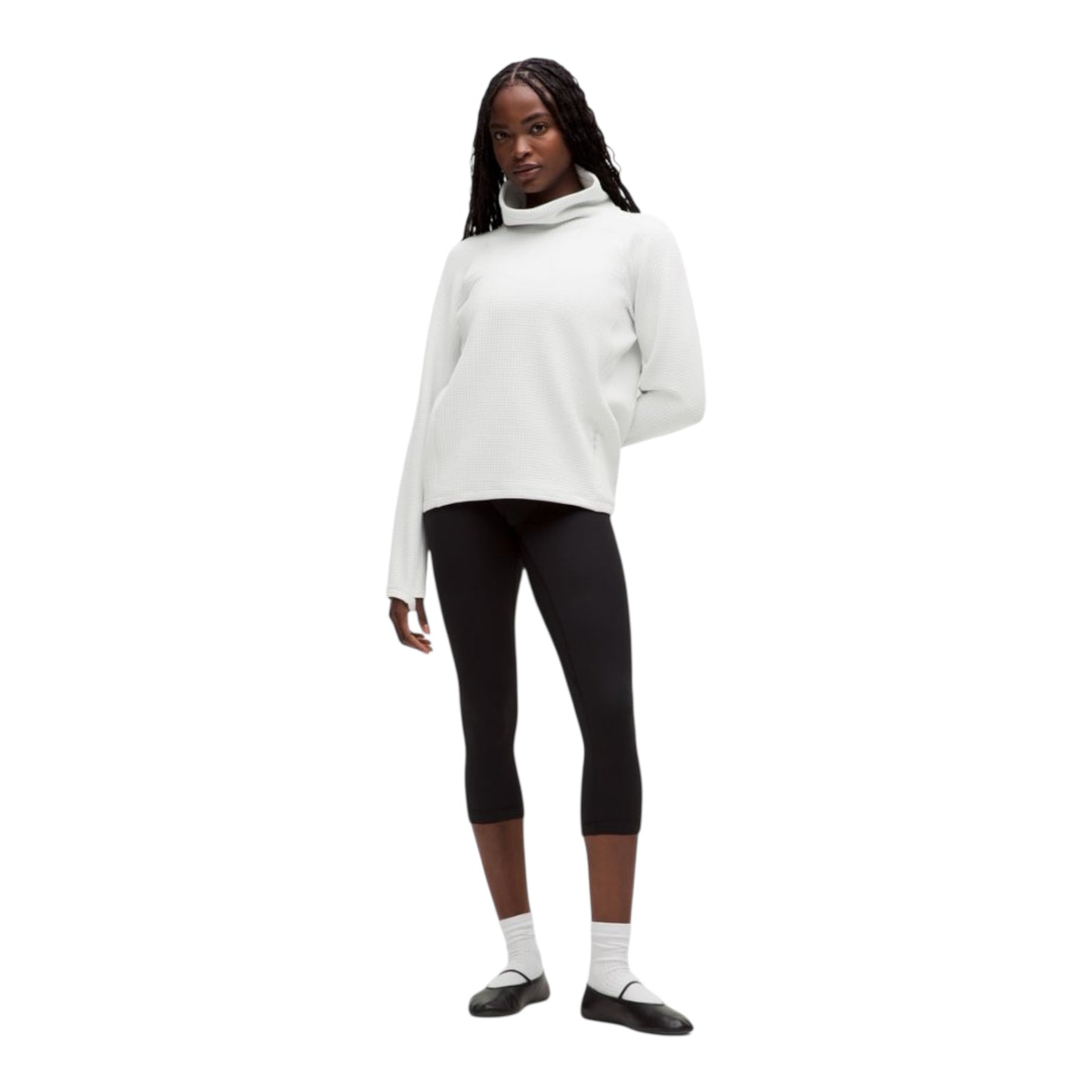Waffle-Knit Funnel-Neck Long-Sleeve Shirt size 4