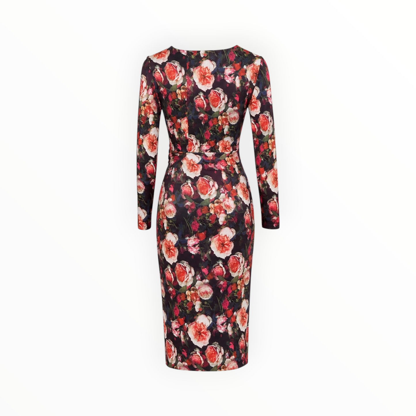 Floral Mesh Ruched Midi Dress size L