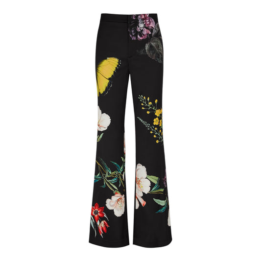 Ronnie floral-print satin-crepe trousers size 4