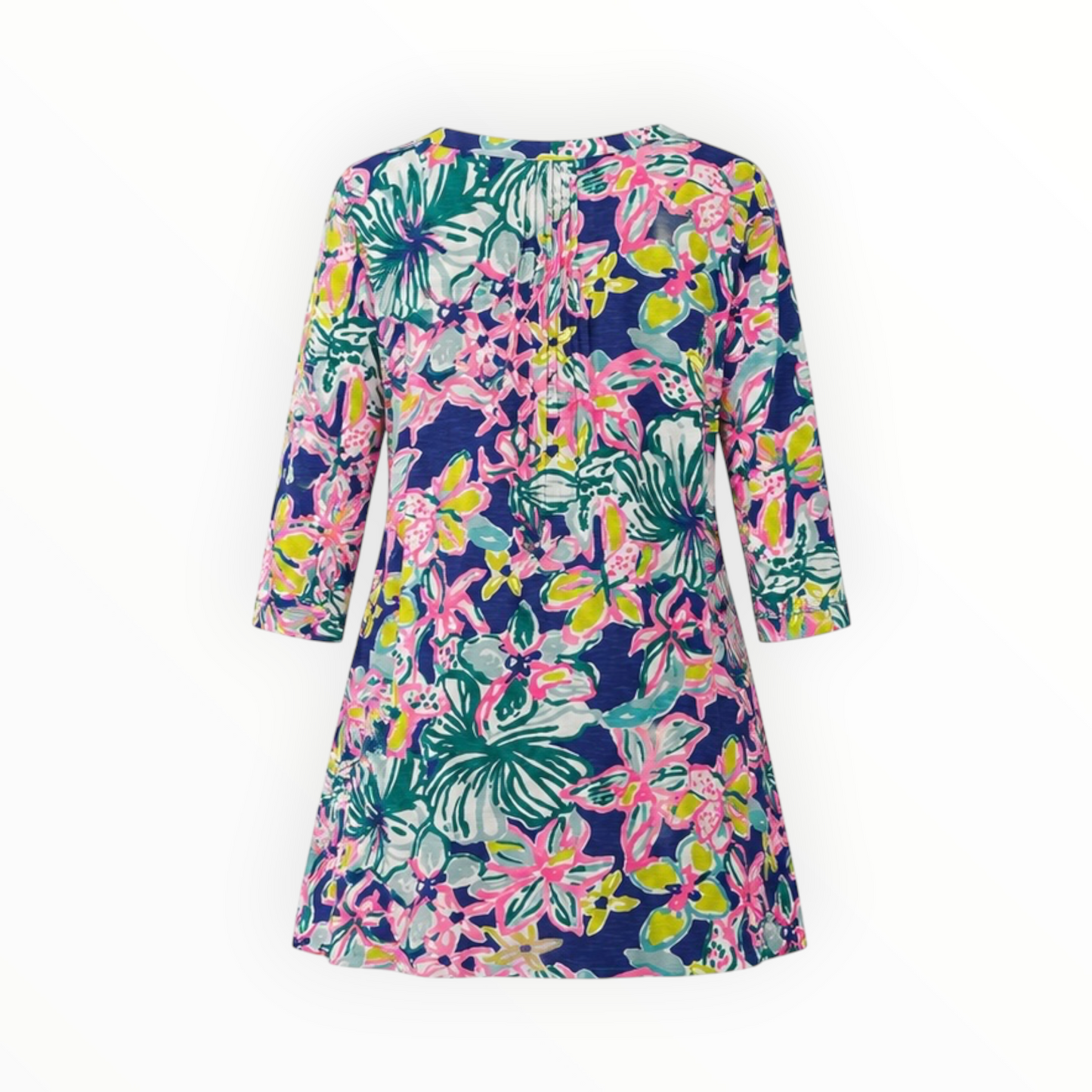 Tropical Floral Henley Tunic Dress size M