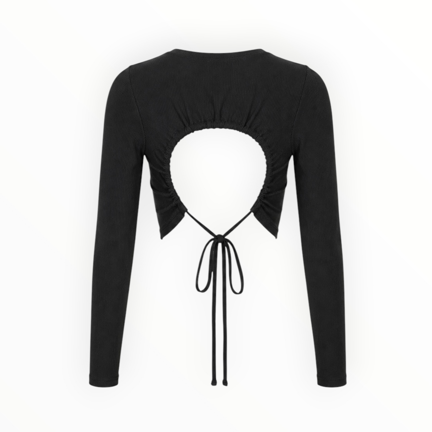 Ribbed Open-Back Tie Crop Top size S