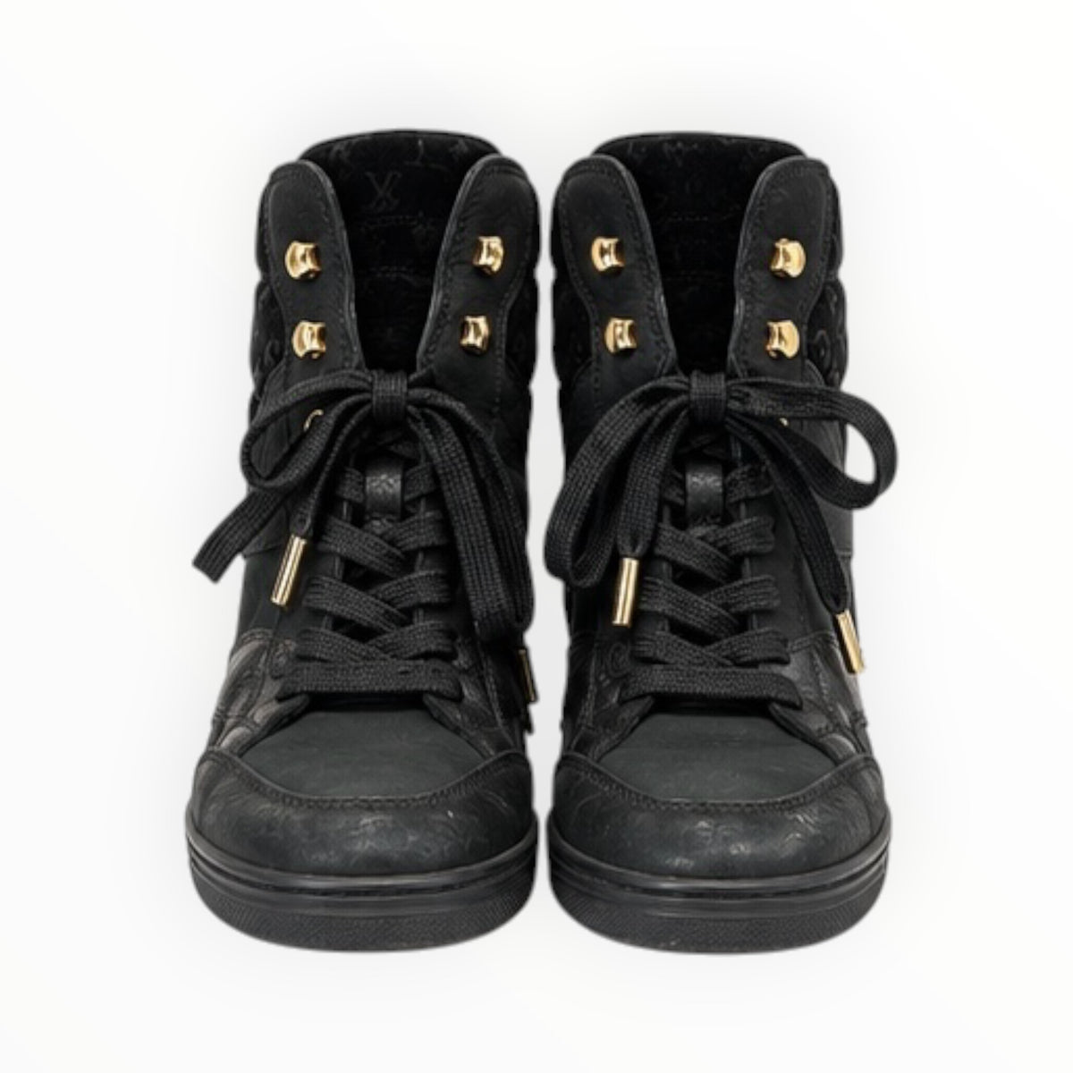 Monogram Suede Wedge High-Top Sneakers size 36.5