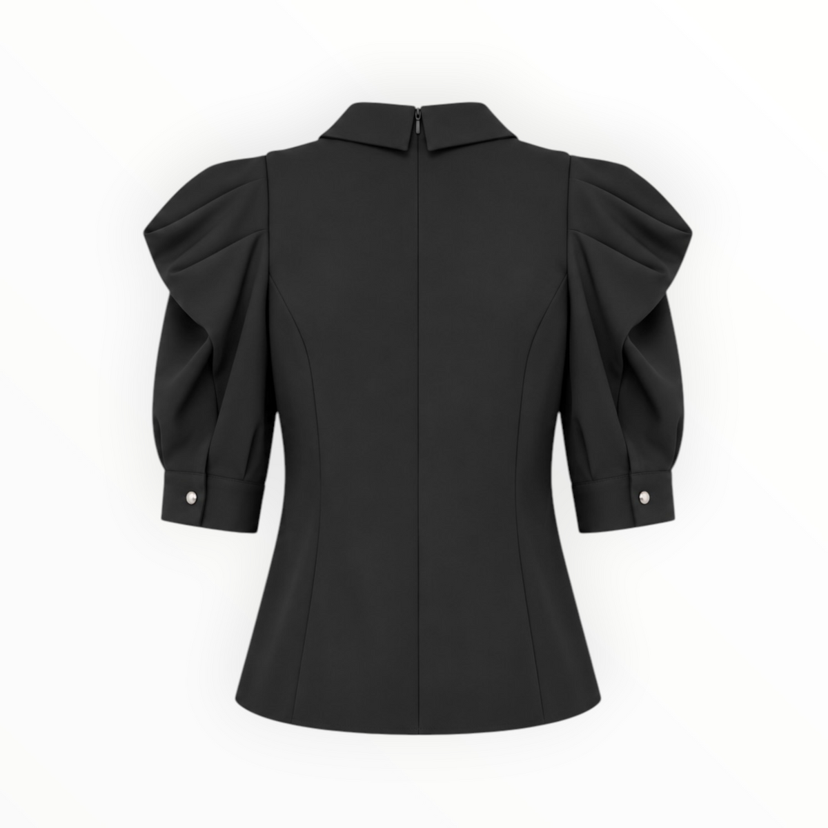 Crystal Brooch Puff-Sleeve Blouse size M