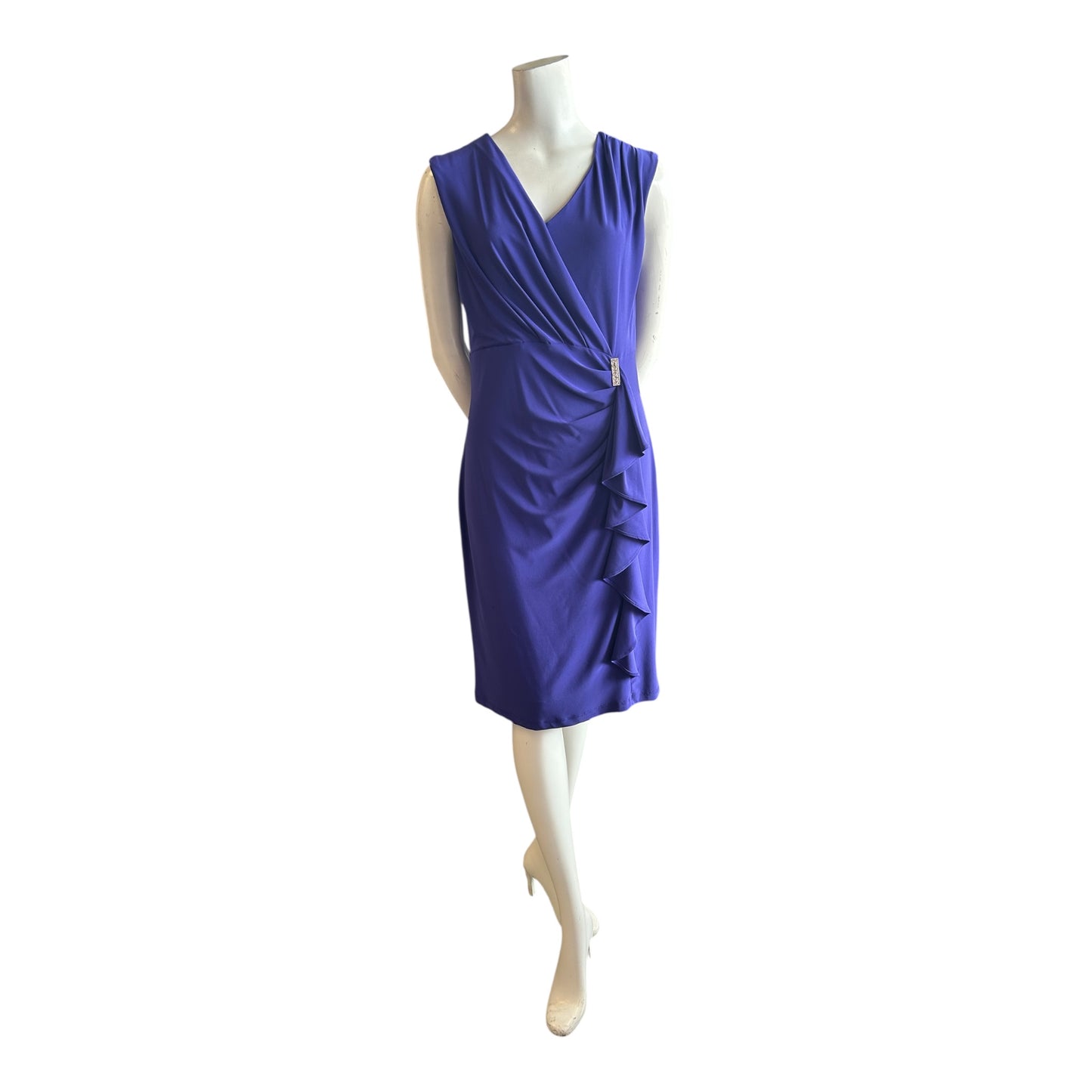 Fitted V-Neck Midi Dress size 12