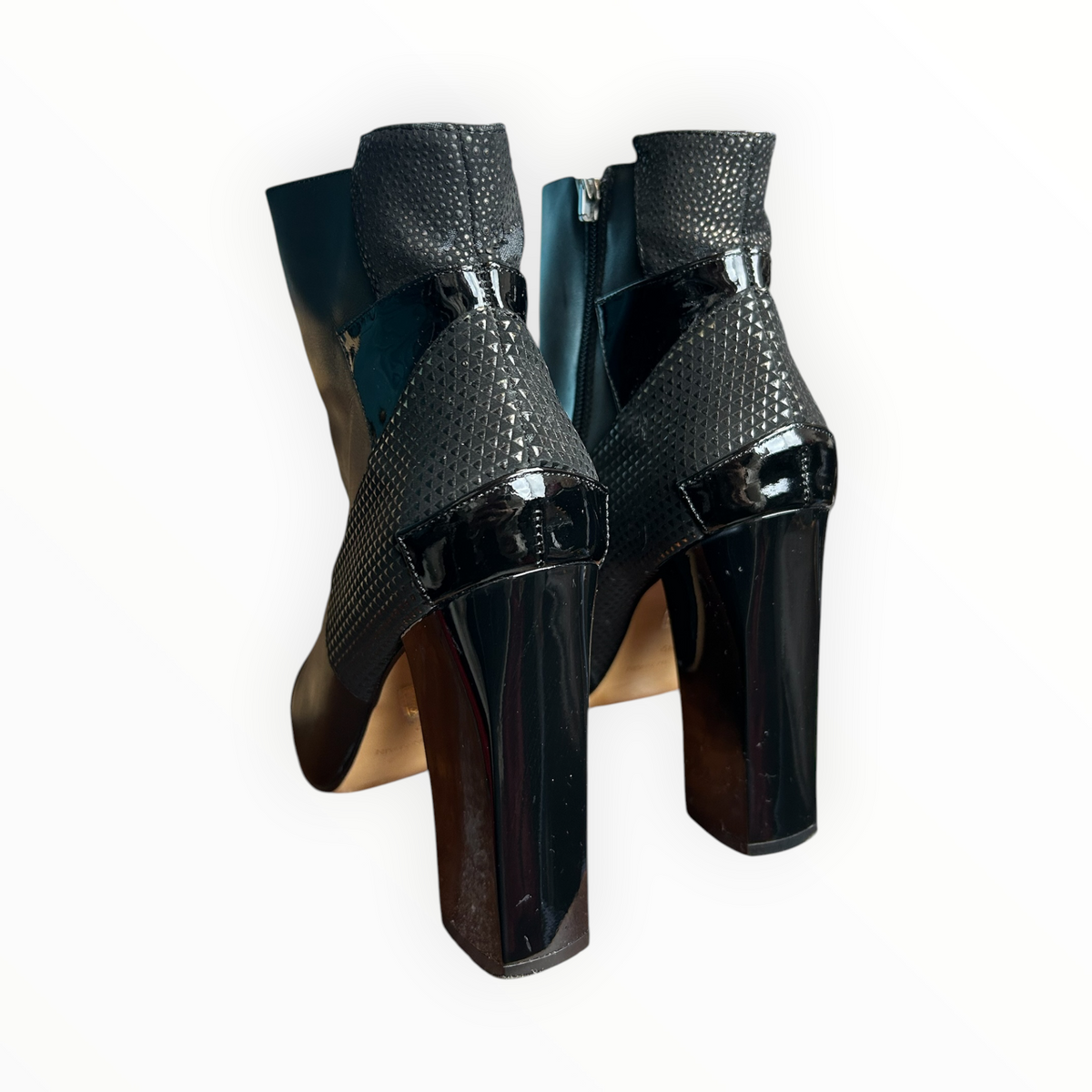 Patent Toe Pointed Block Heel Ankle Boots size 39