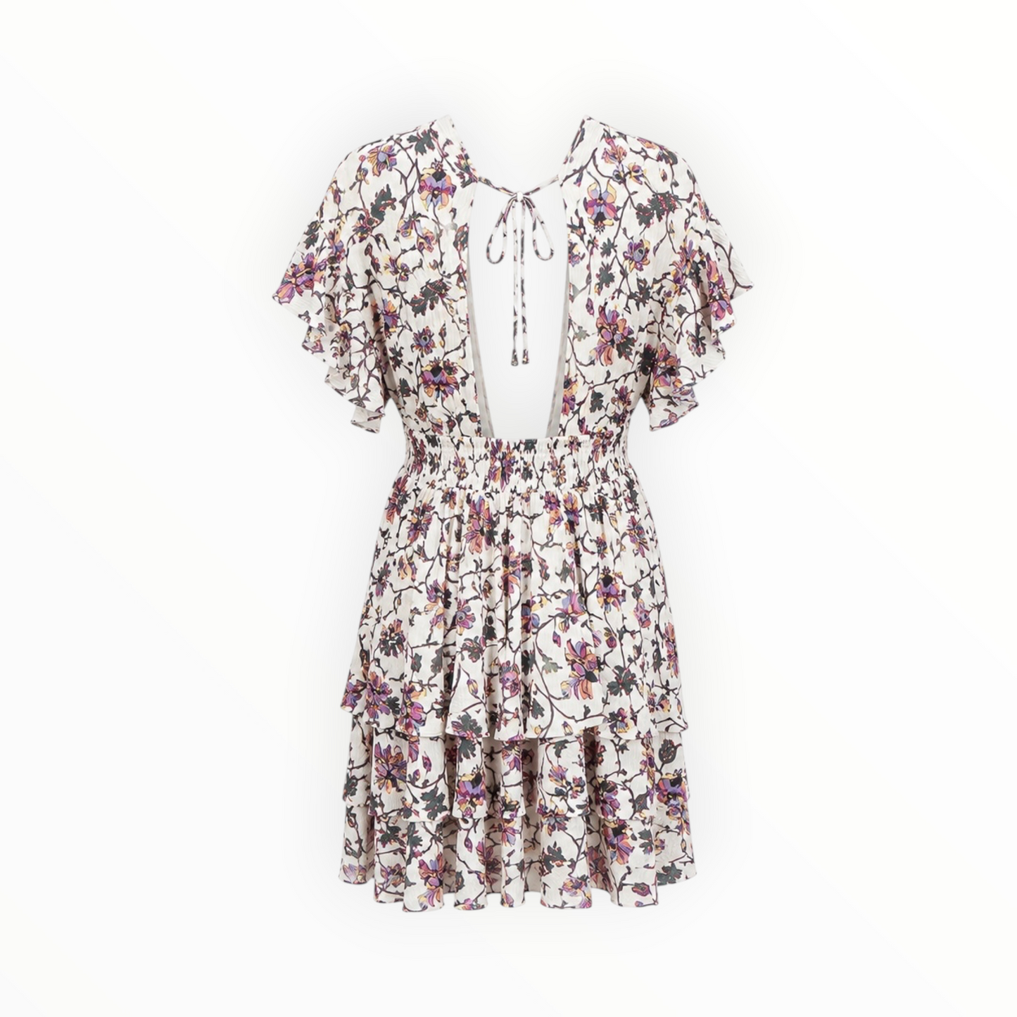 Floral Plunge Tiered Ruffle Dress size S