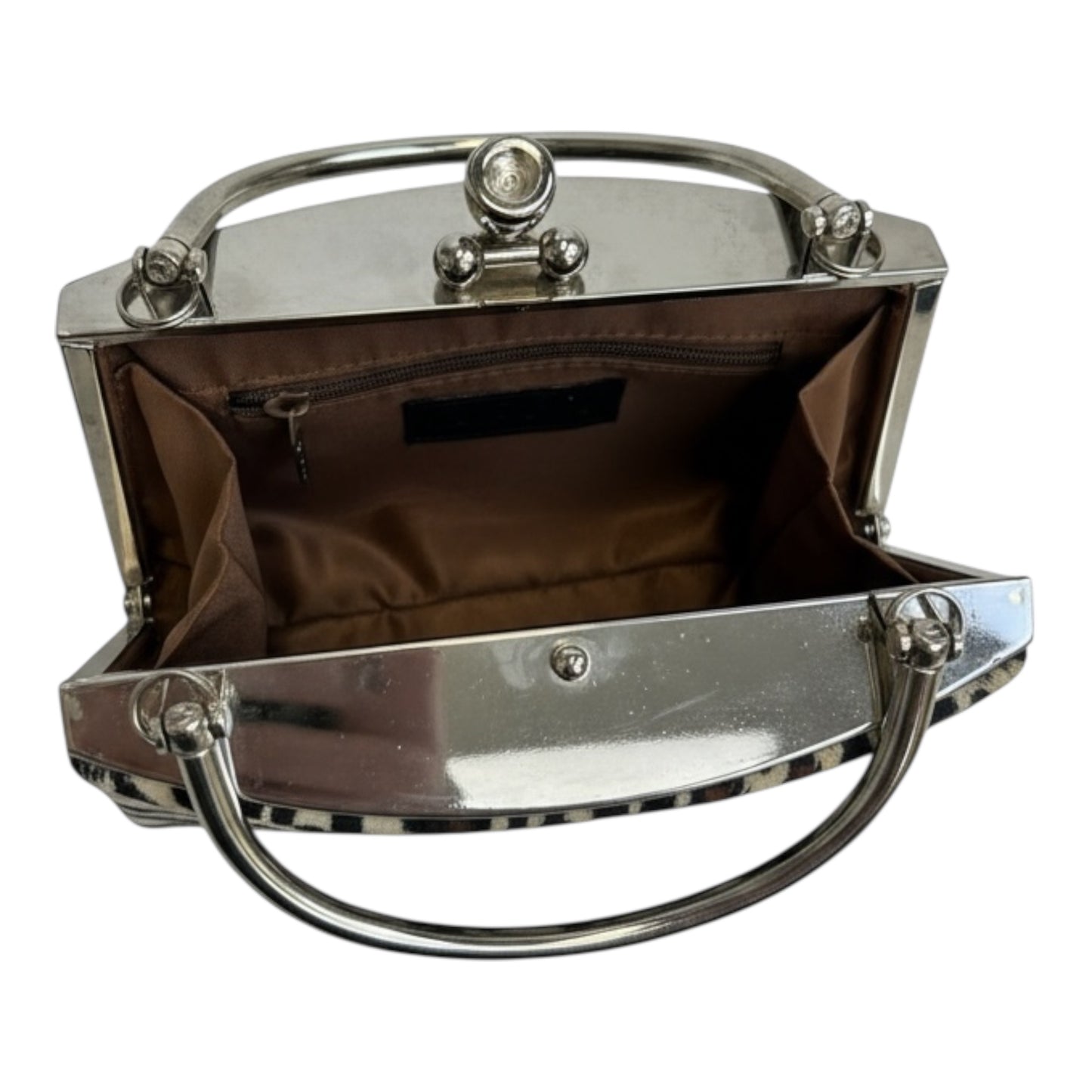 Satin Frame Leopard Clutch