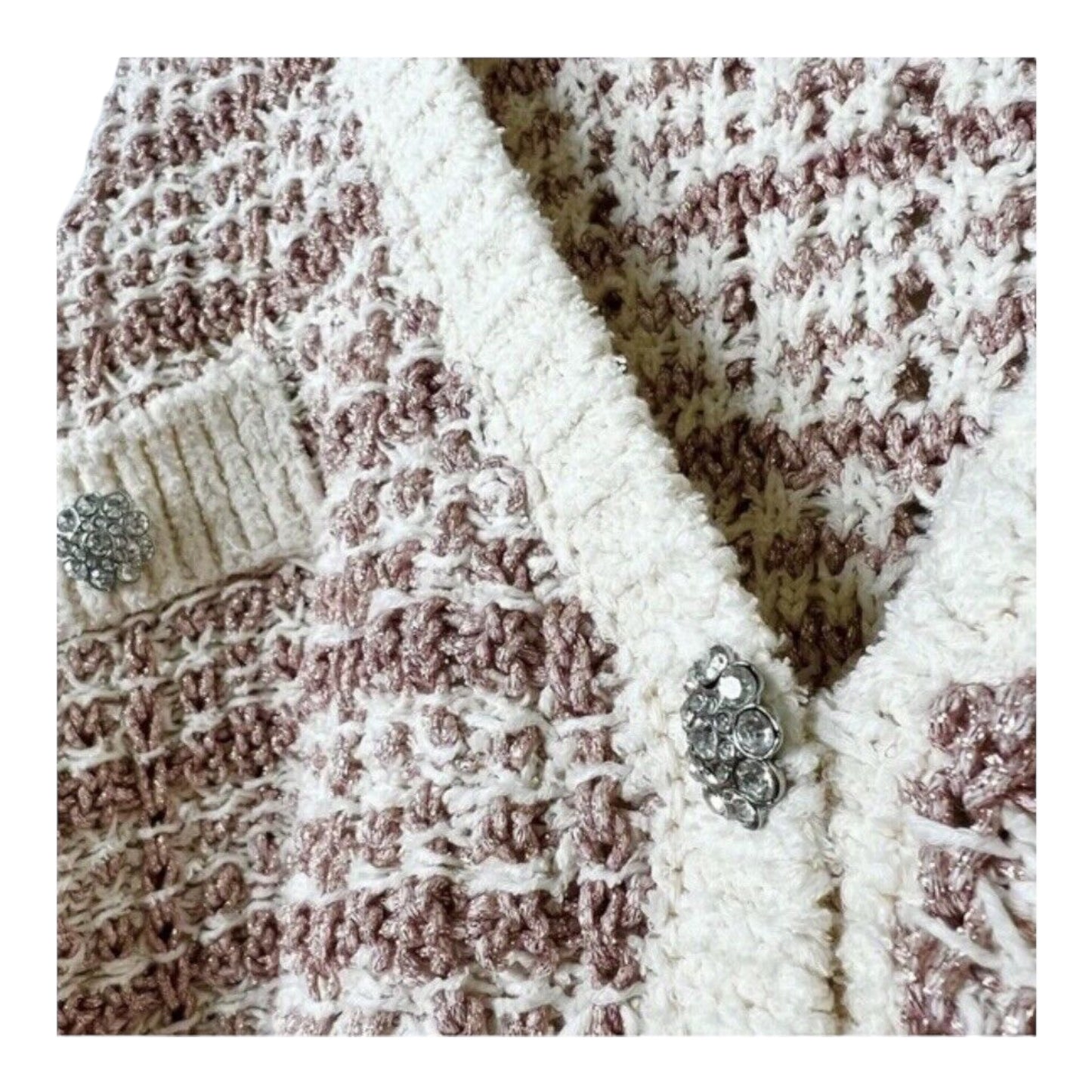 Cardigan Metallic Gem Button Up Sweater size 8