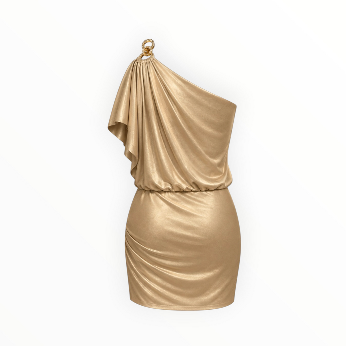 Metallic One-Shoulder Embellished Dress size M NEW WITH TAGS