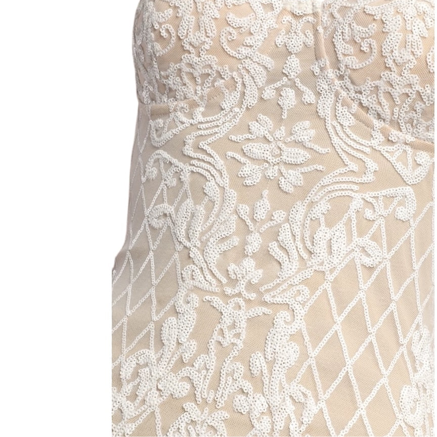 Bring the Wow White Sequin Bustier Bodycon Mini Dress Size XS new with tags