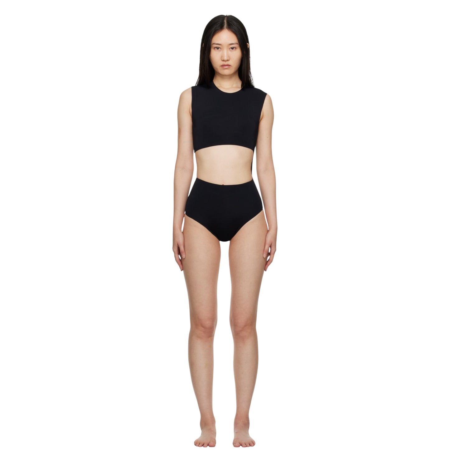 Exclusive Black Diagonal One-Piece Swimsuit size medium NWT