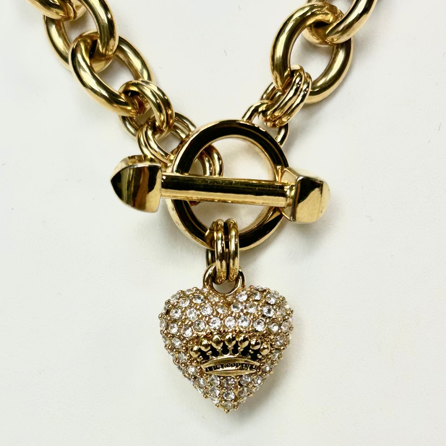 Pave crystal heart toggle clasp necklace