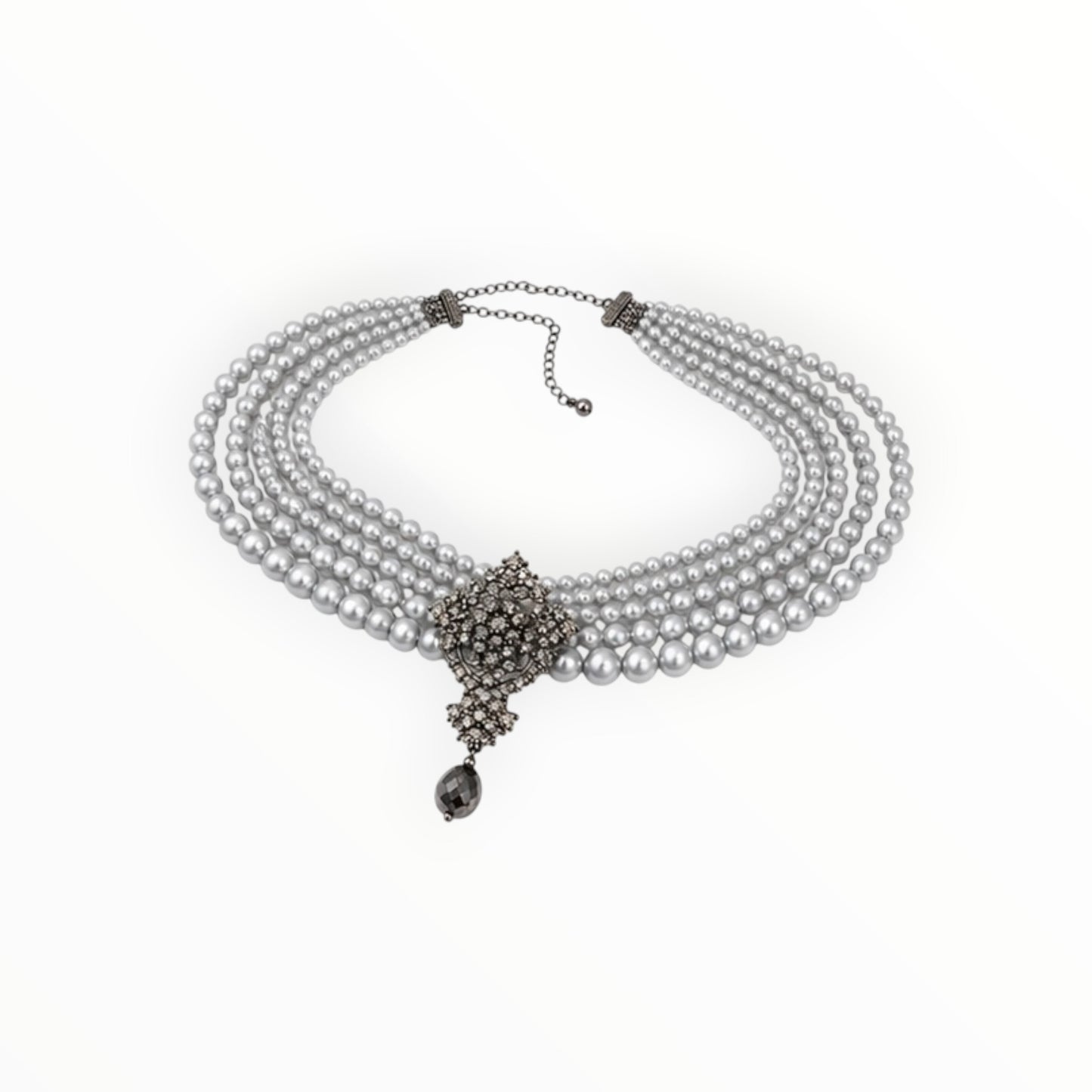 Silver Pearl Statement Necklace