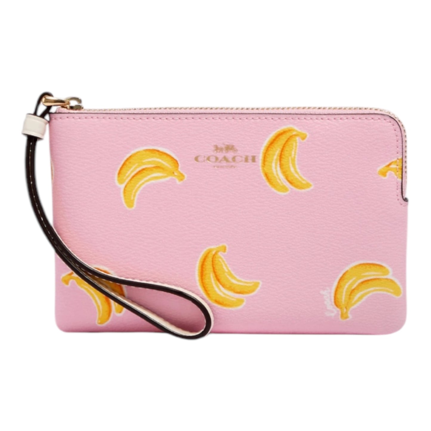 Corner Zip Wristlet With Banana Print