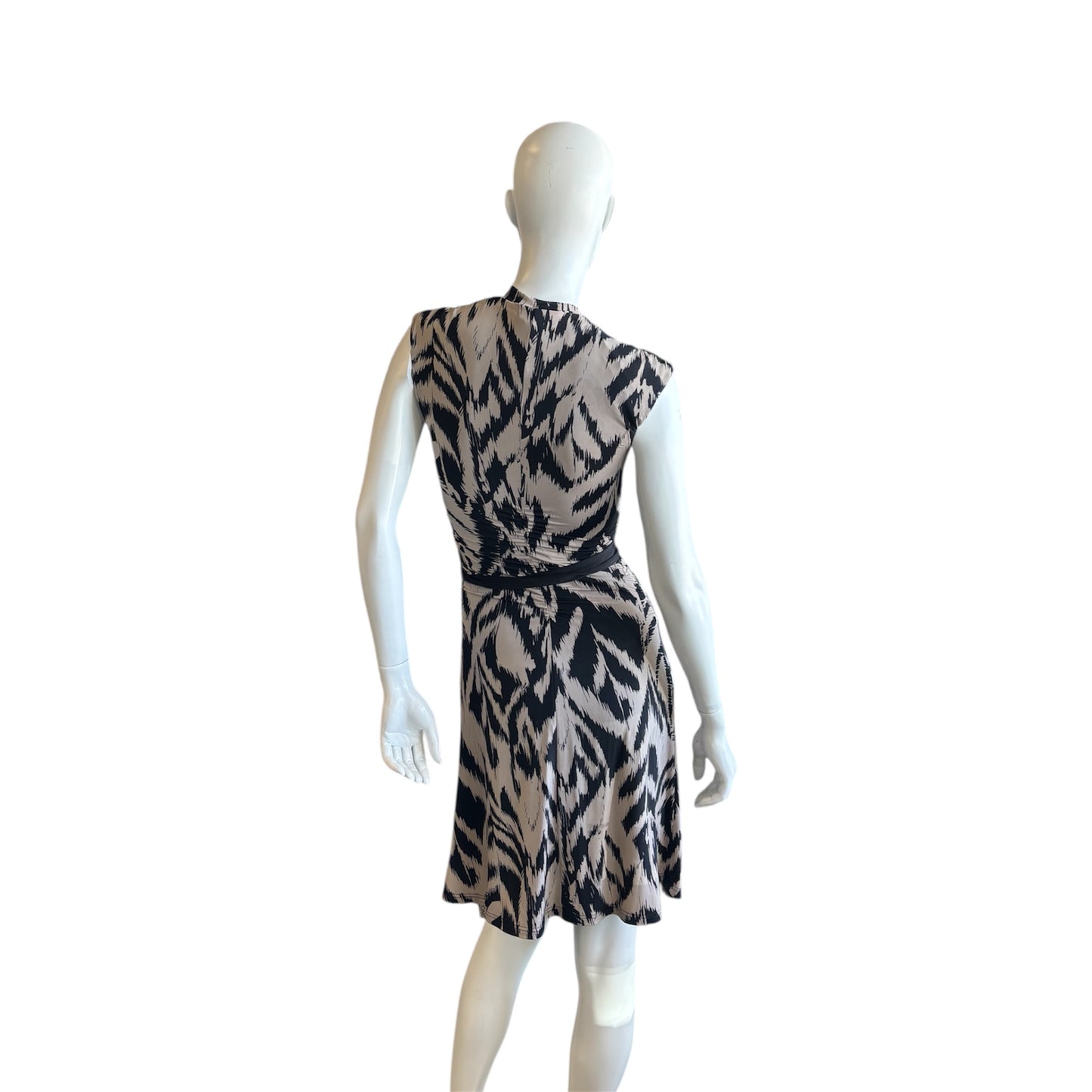Cowl Neck Taupe and Black Dress Size Small