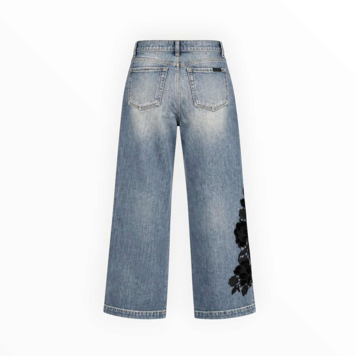 Floral Appliqué Wide Leg Jeans size 27