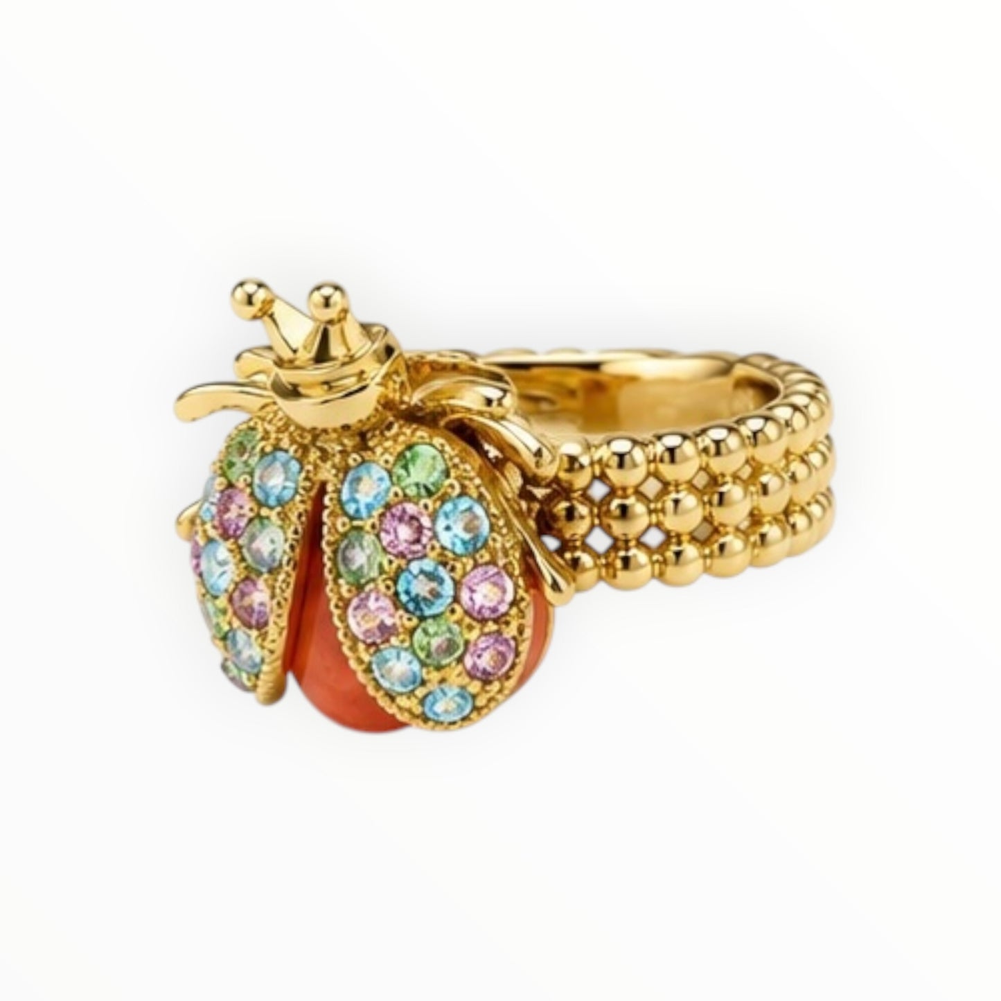 Crystal Ladybug Statement Ring