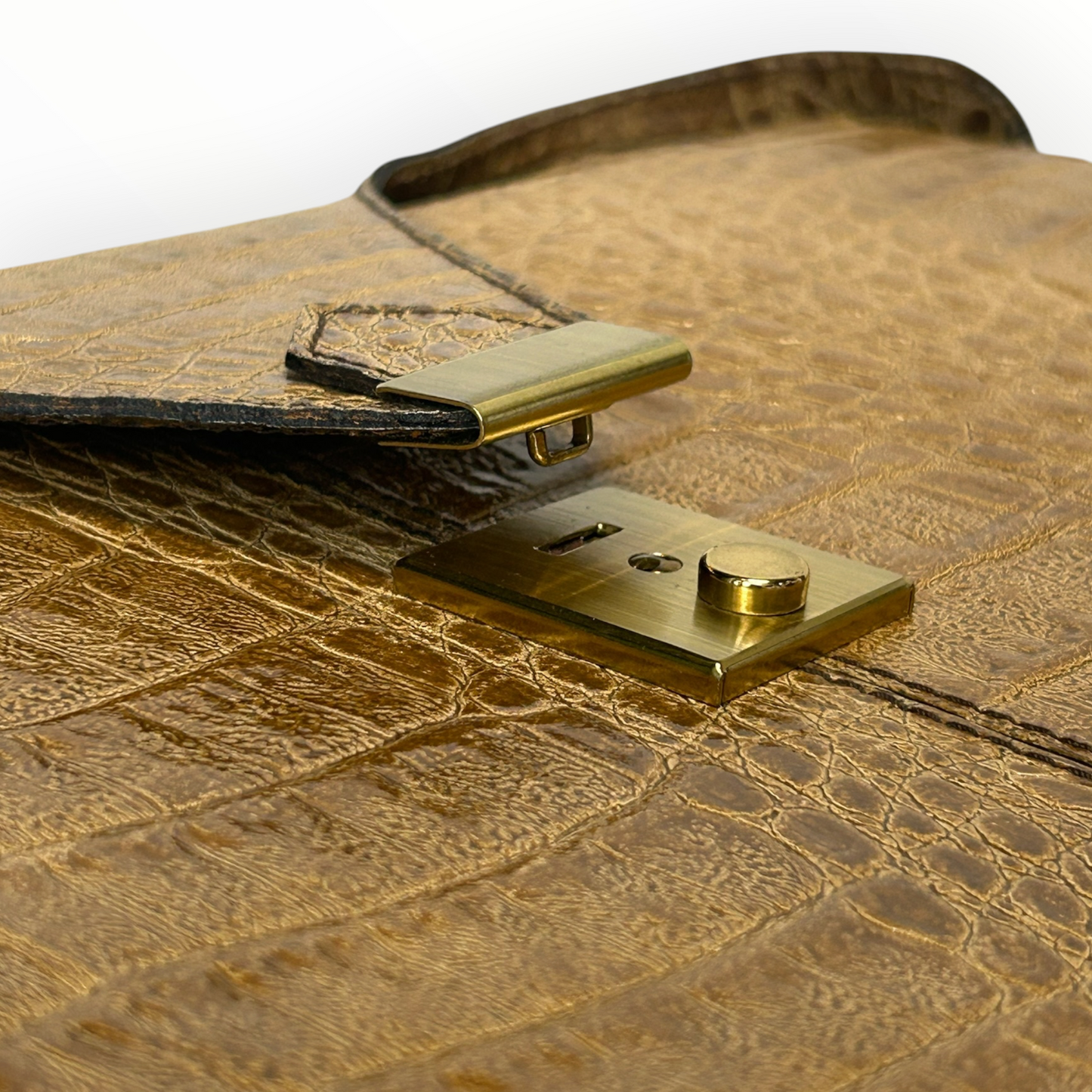 Vintage Croc-Embossed Briefcase