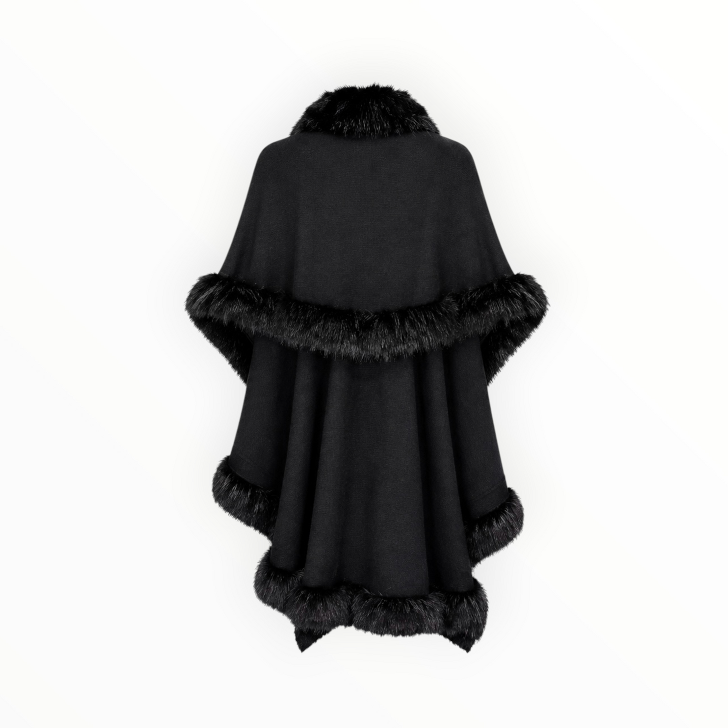 Faux Fur Trim Wrap Cape One Size
