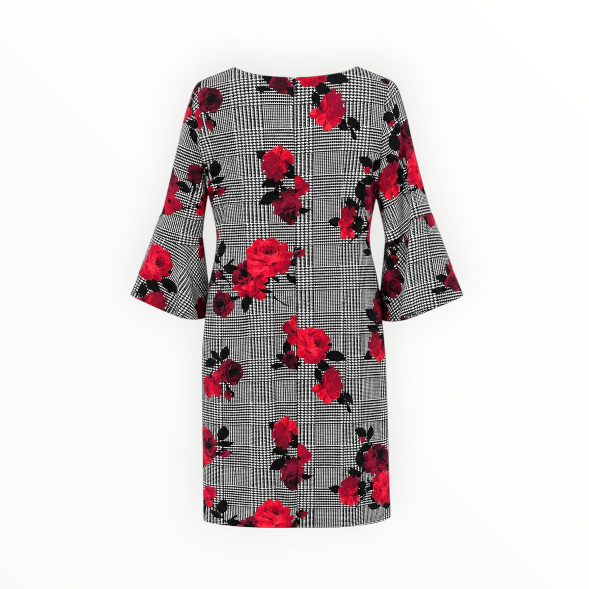 Plaid Floral Bell Sleeve Dress size 8