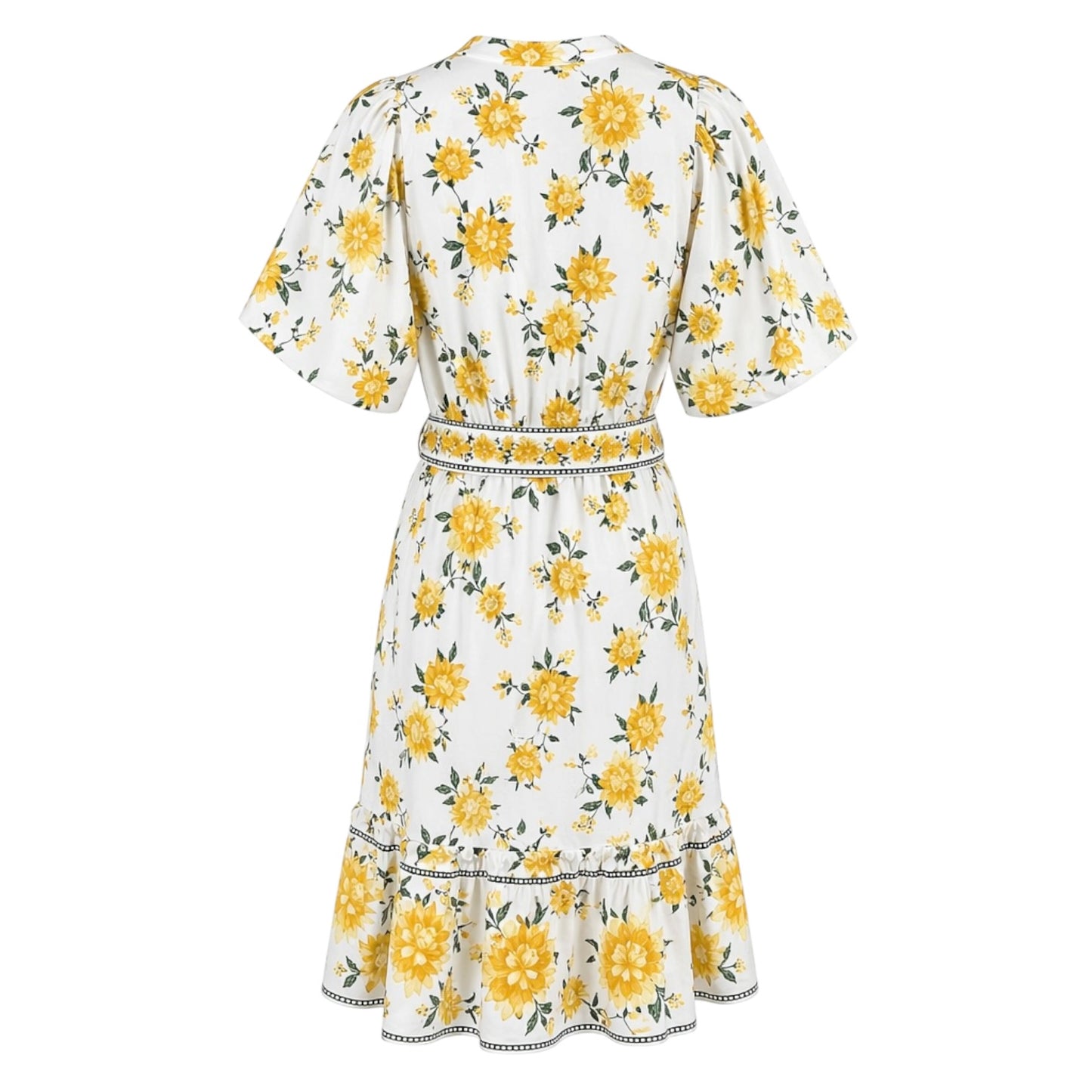 Floral Belted Flutter Sleeve Midi Dress size 8