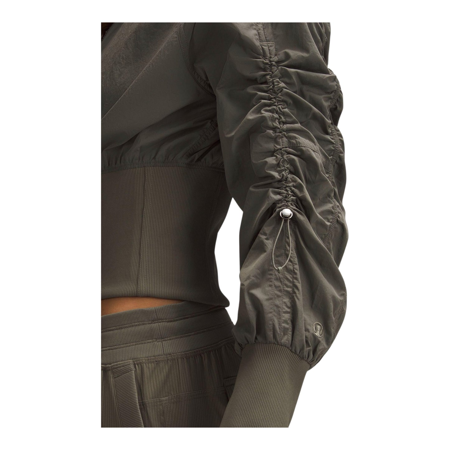 Ruched Ribbed-Waist Jacket size Small