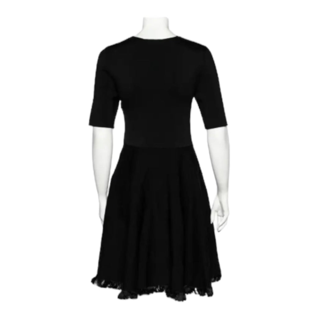 Knitted Fringe Short Sleeve Dress Large