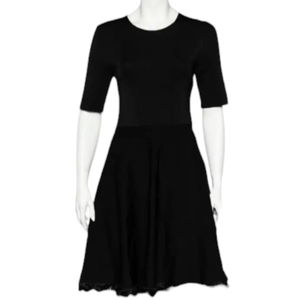 Knitted Fringe Short Sleeve Dress Large