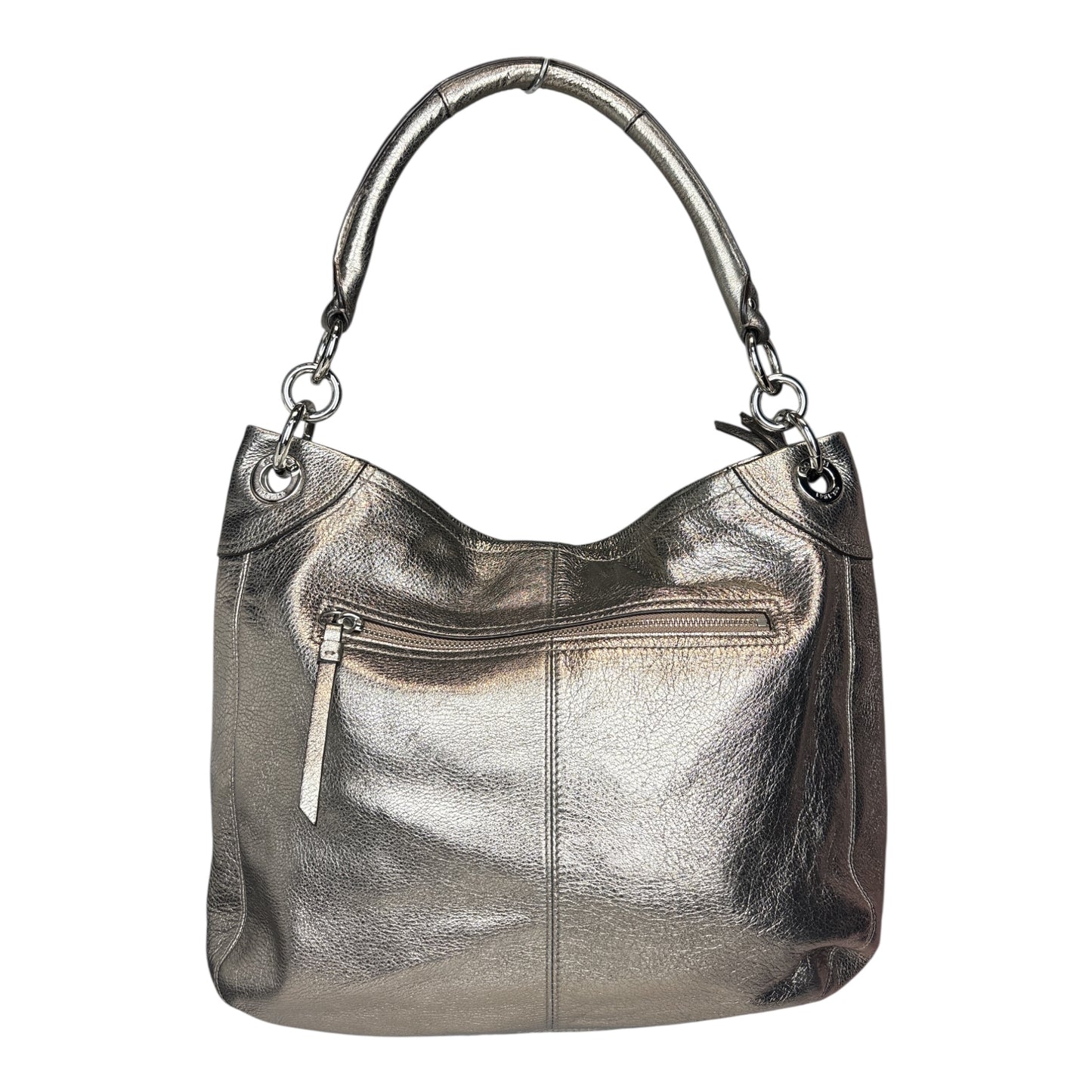 Penelope Metallic Pebbled Leather Buckle Hobo Bag