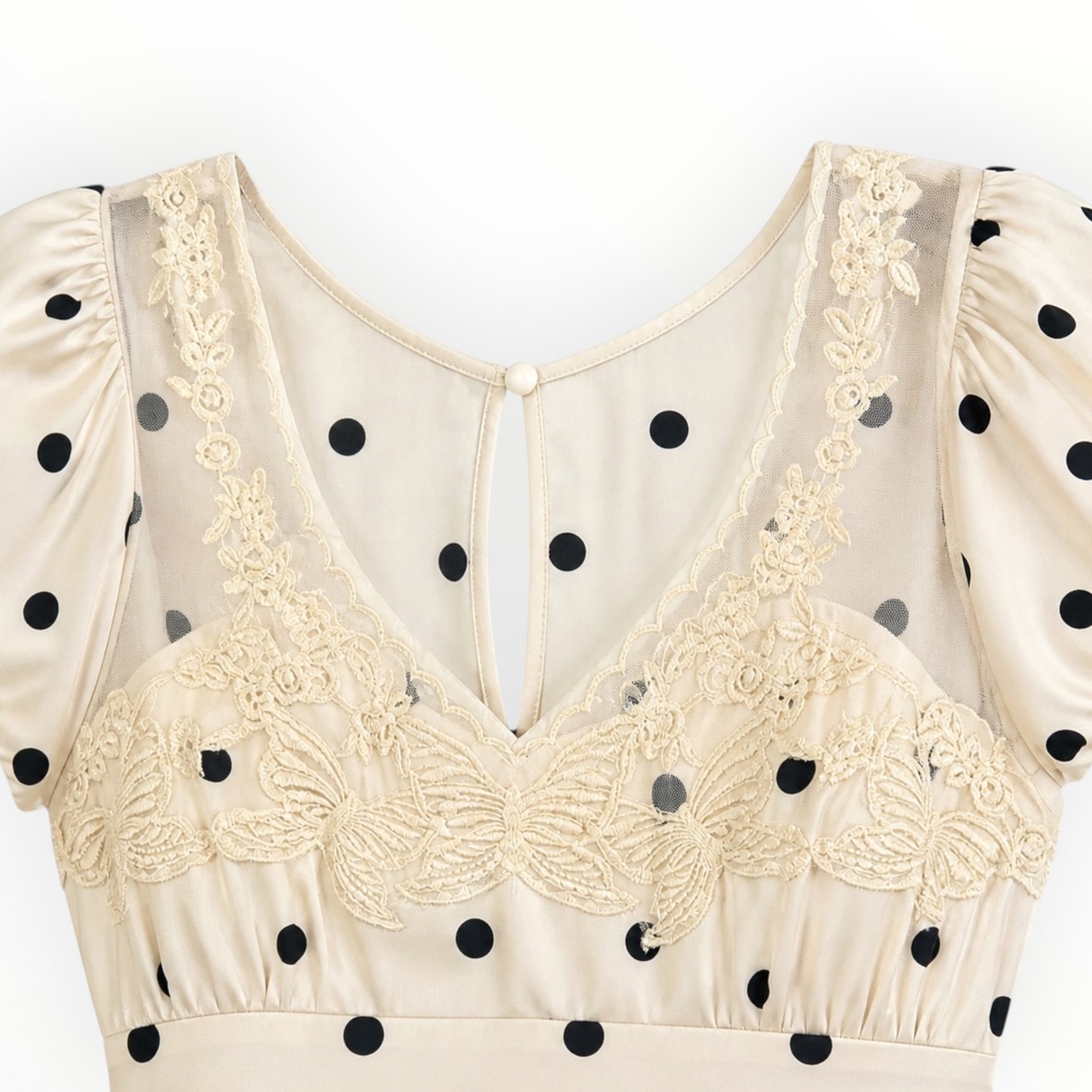 Polka Dot Lace-Trim Dress size S