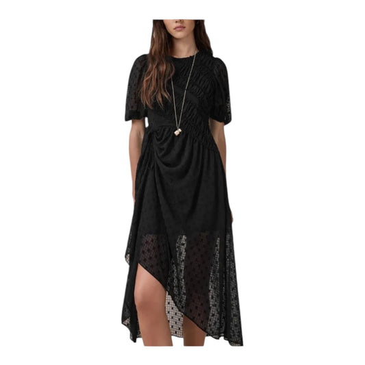 Serene Puff-Sleeve Textured Midi Dress size 6 New with Tags