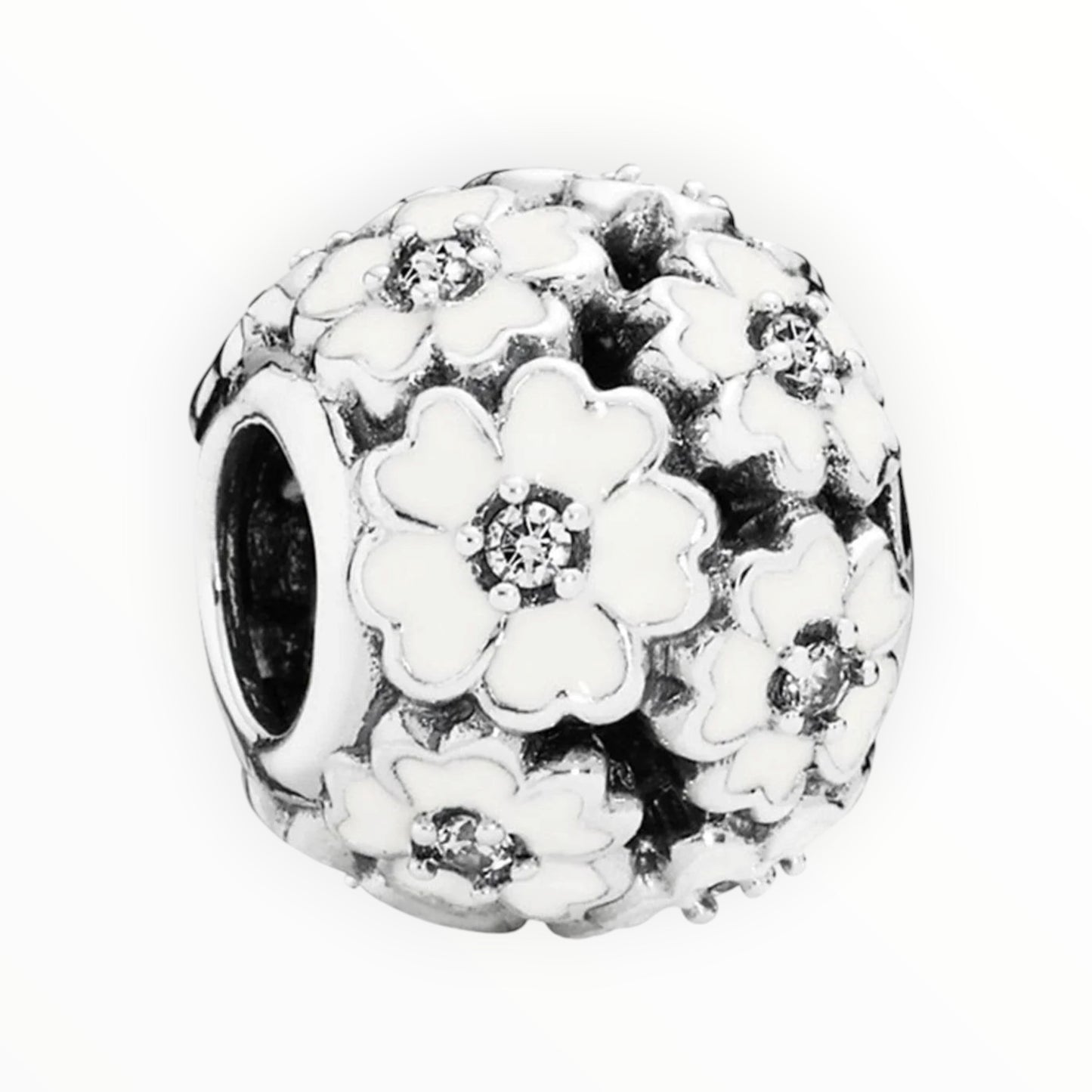 Primrose Meadow White Enamel Charm