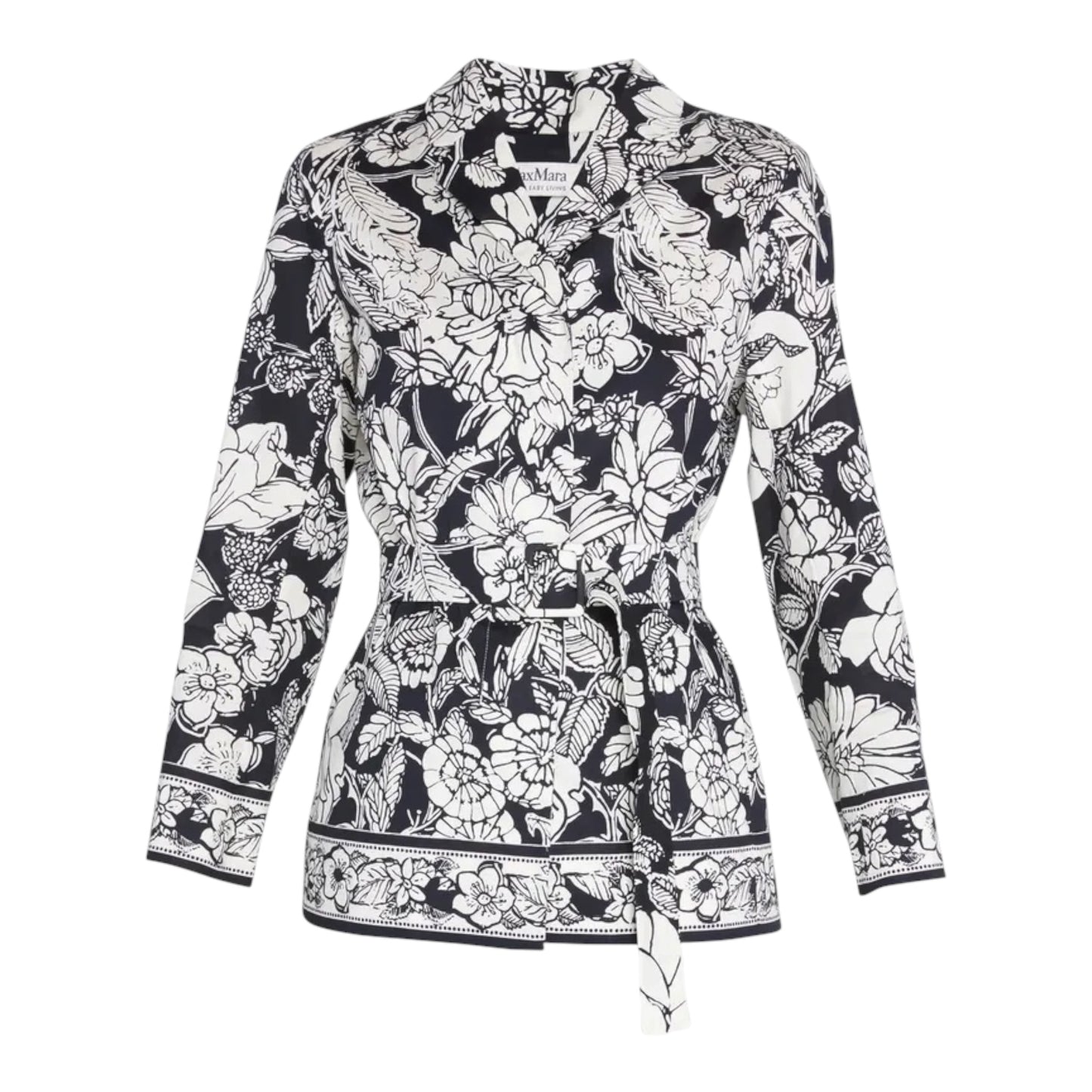 Camino Floral-Print Belted Poplin Blazer size 14