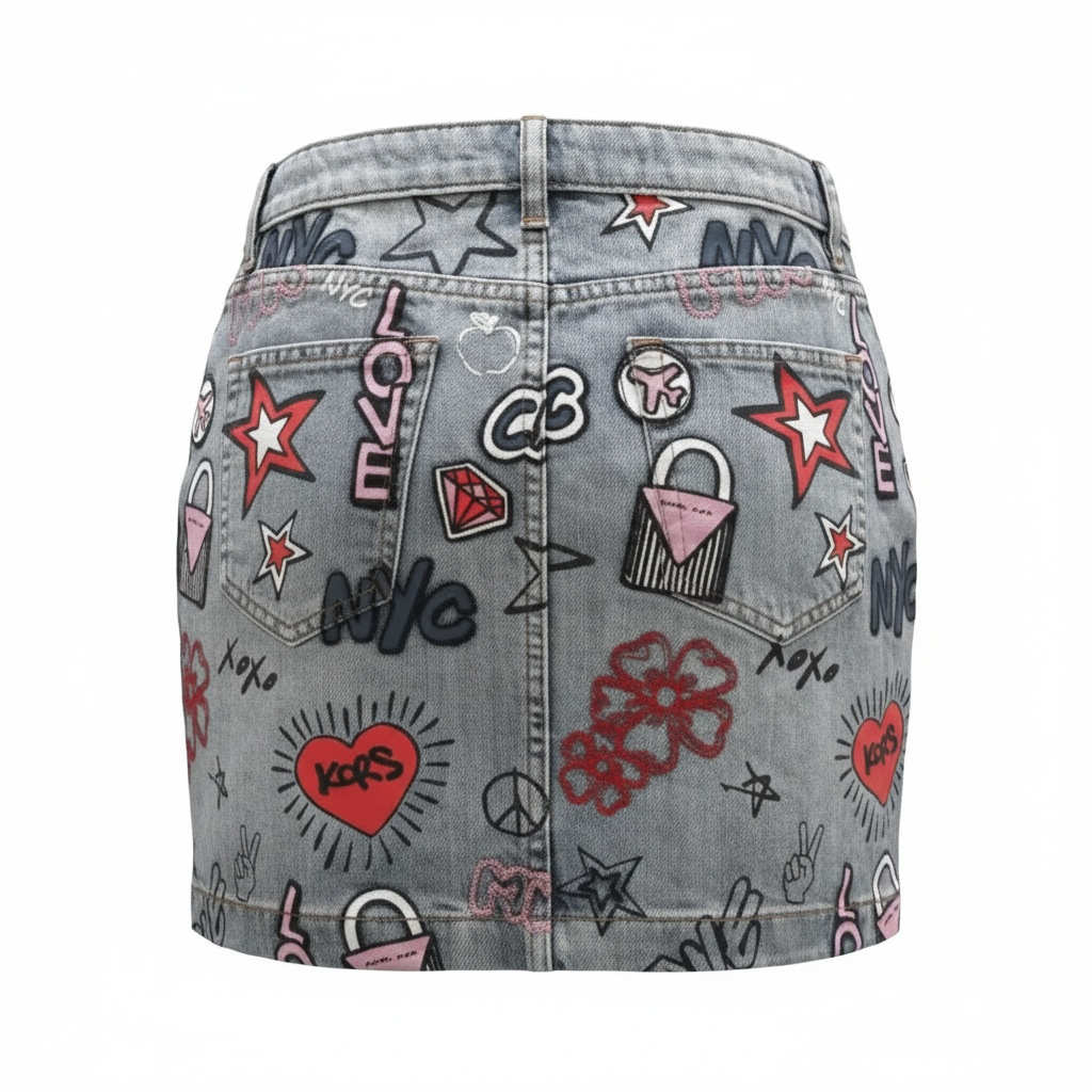 Graphic Denim Mini Skirt size 6
