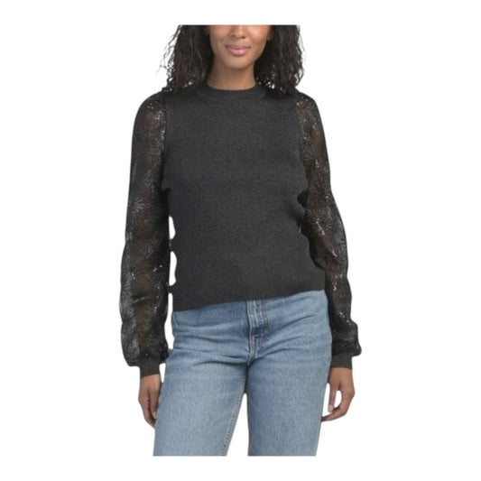 Shimmer Knit Top with Sheer Sleeves size Small
