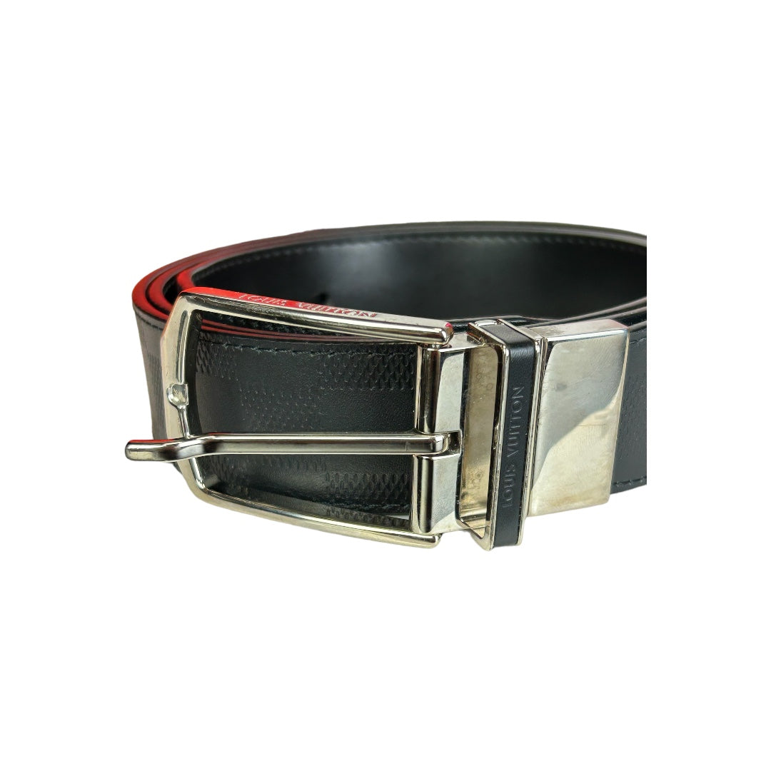 Damier Infini Boston Reversible Belt Mens Size 110