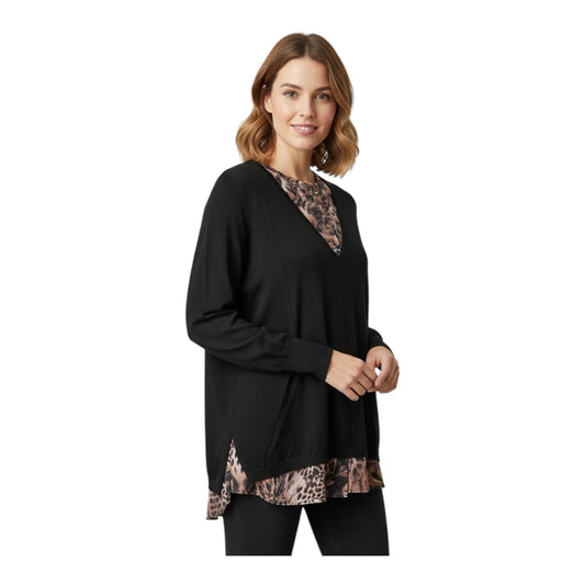 Layered Leopard Sweater Blouse size X