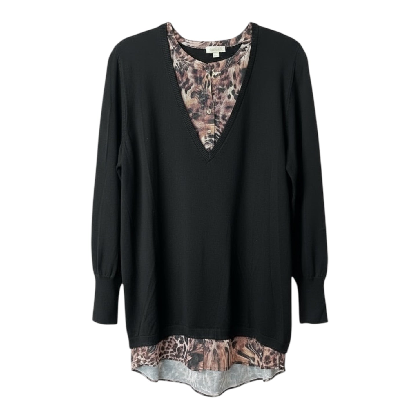 Layered Leopard Sweater Blouse size X