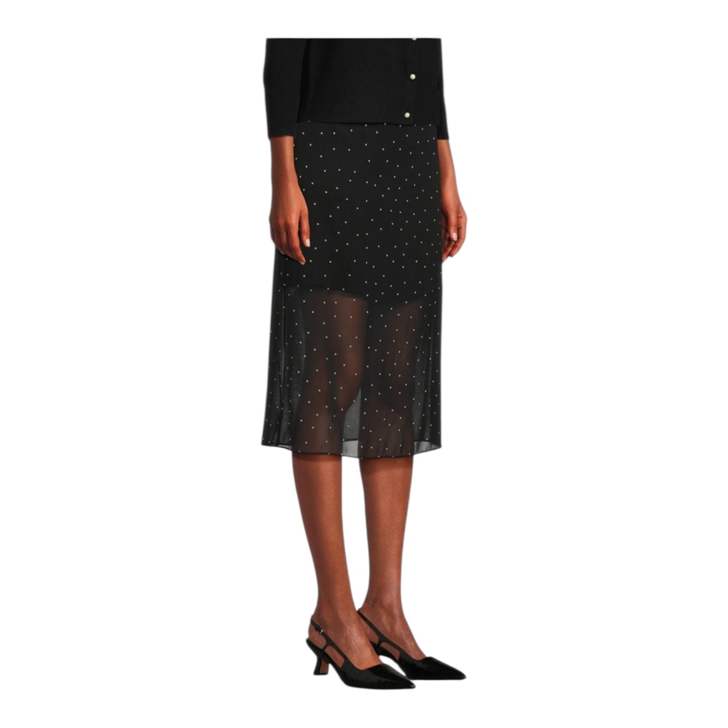 Chiffon Overlay Polka Dot Midi Skirt size 4