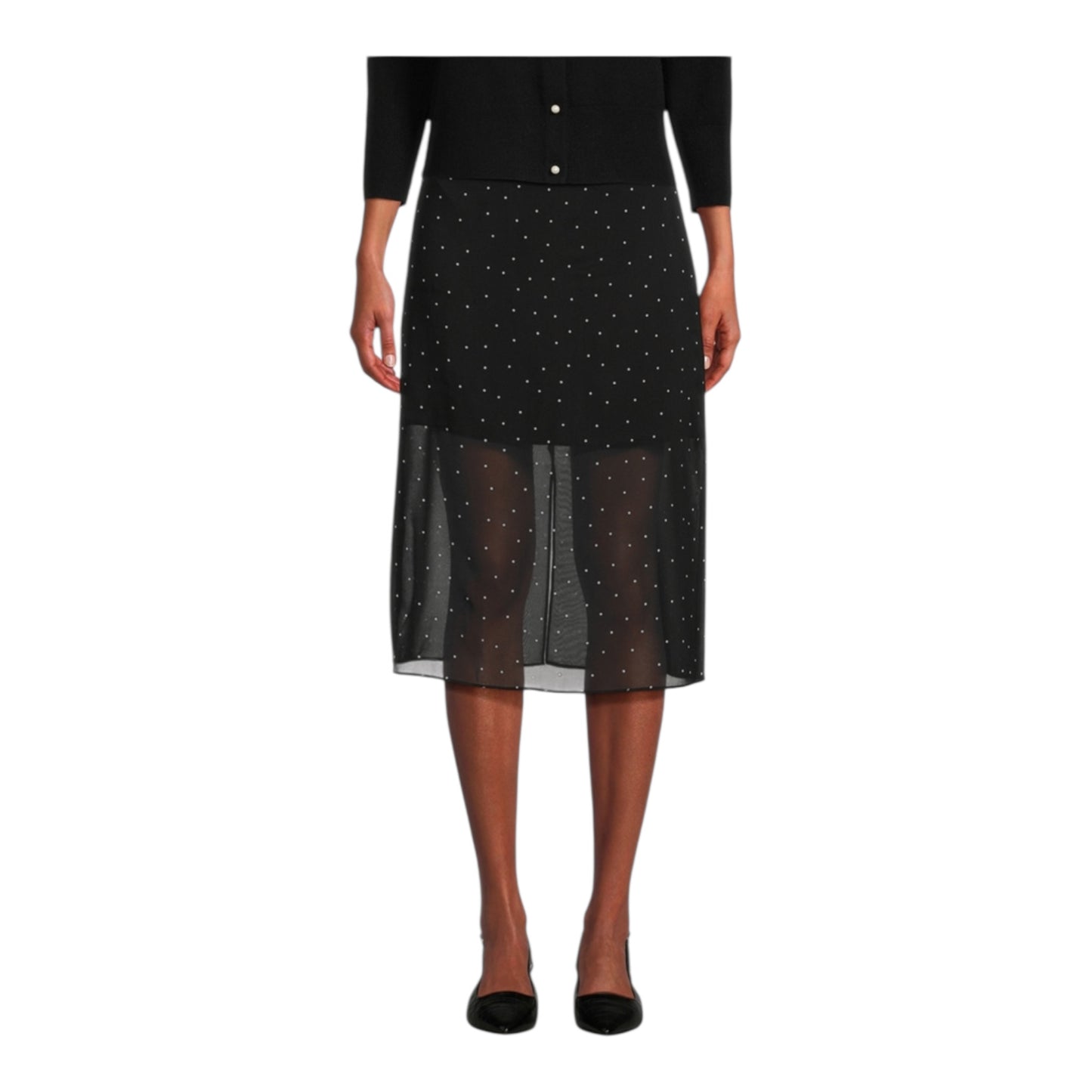 Chiffon Overlay Polka Dot Midi Skirt size 4