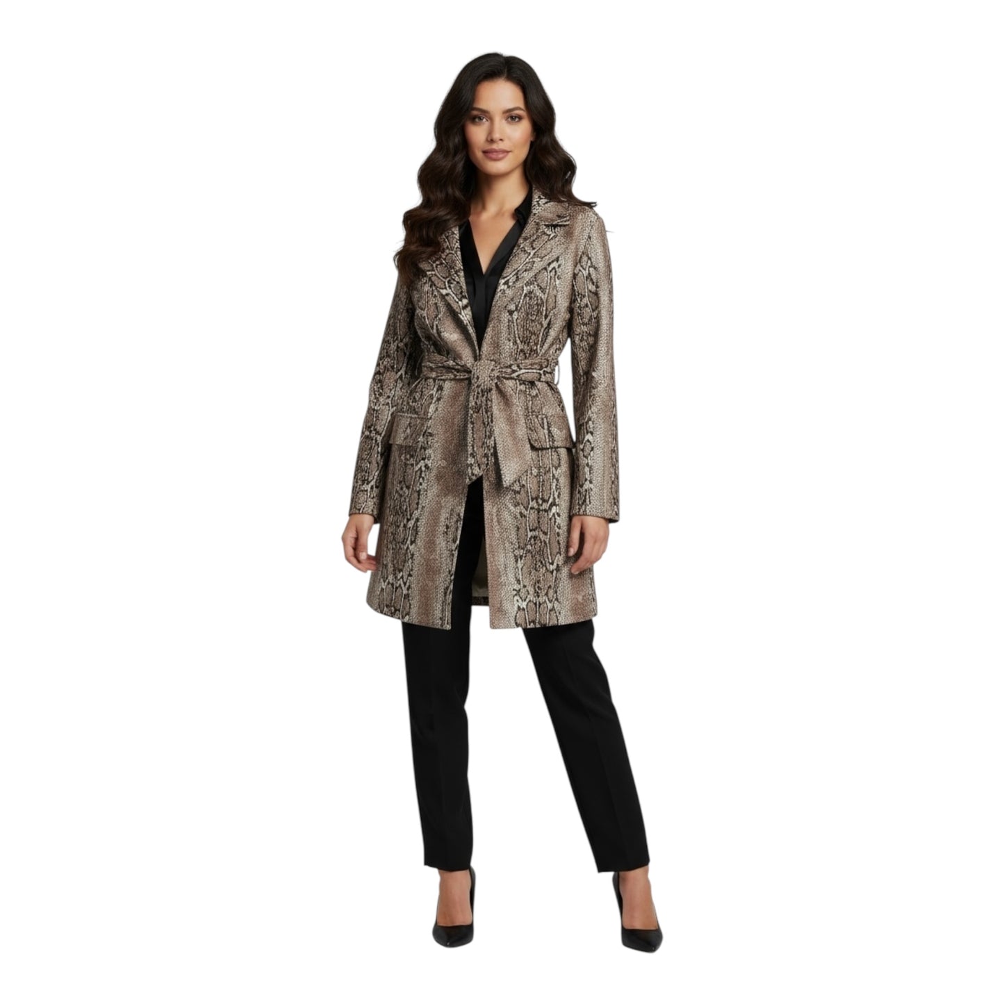 Snake Pattern Trench Coat with belt size Large