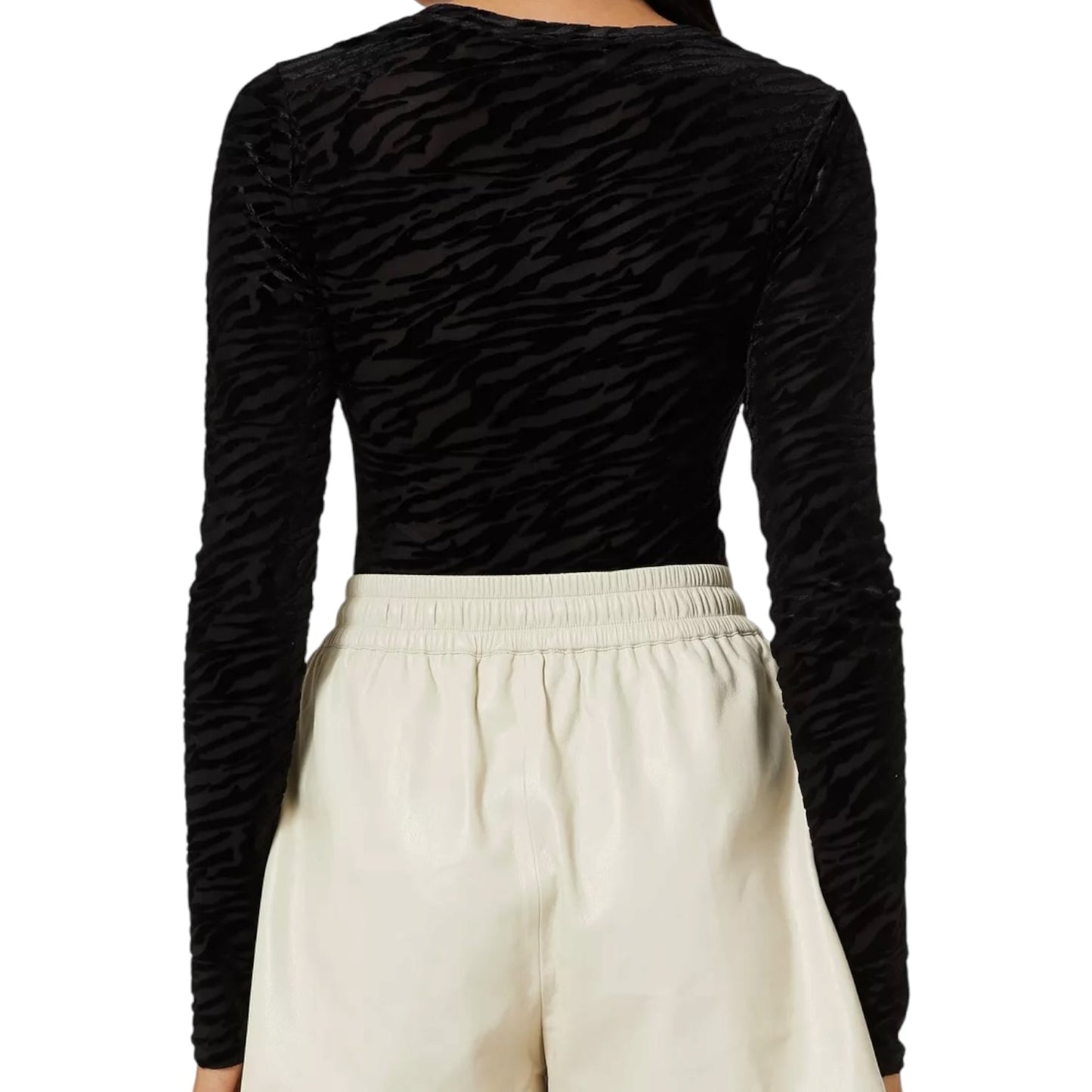 Zebra Burnout Mesh Crew Bodysuit size 3(L) NEW WITH TAGS
