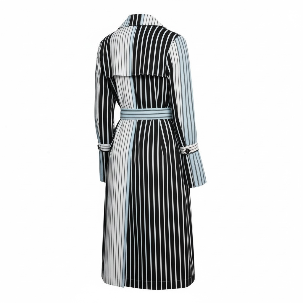 Striped Belted Trench Coat size Small