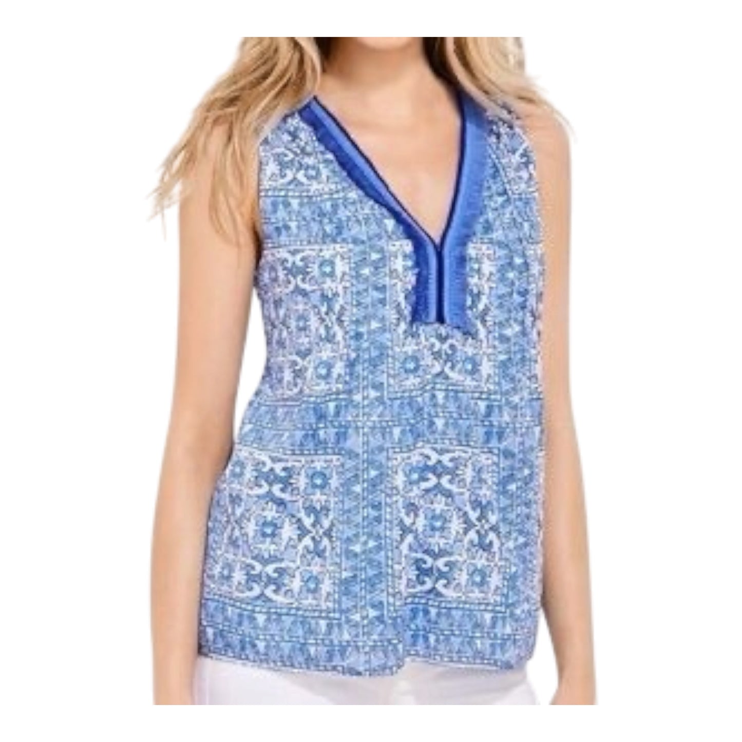 Scarf Print Pintuck Tank size XSmall