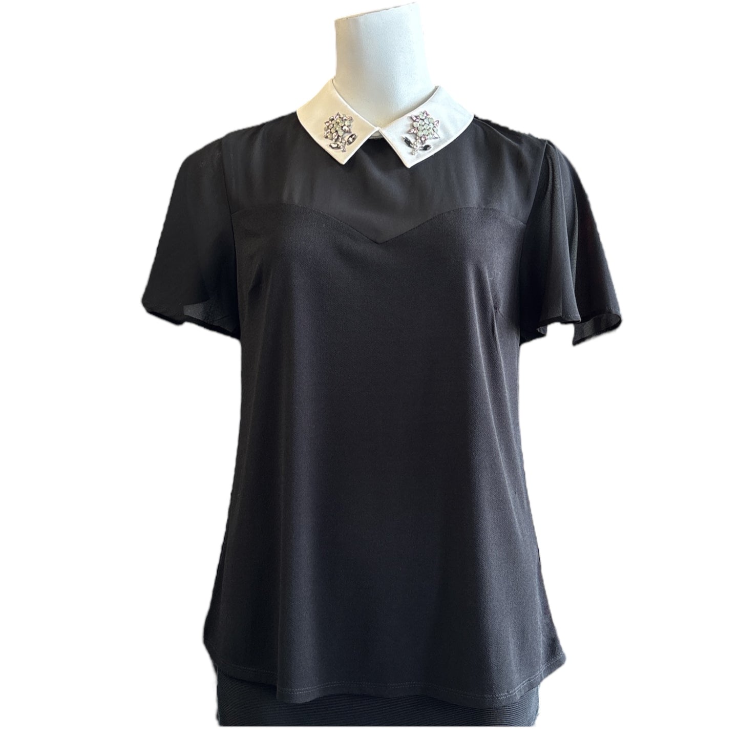 Embellished Collared Top size Small