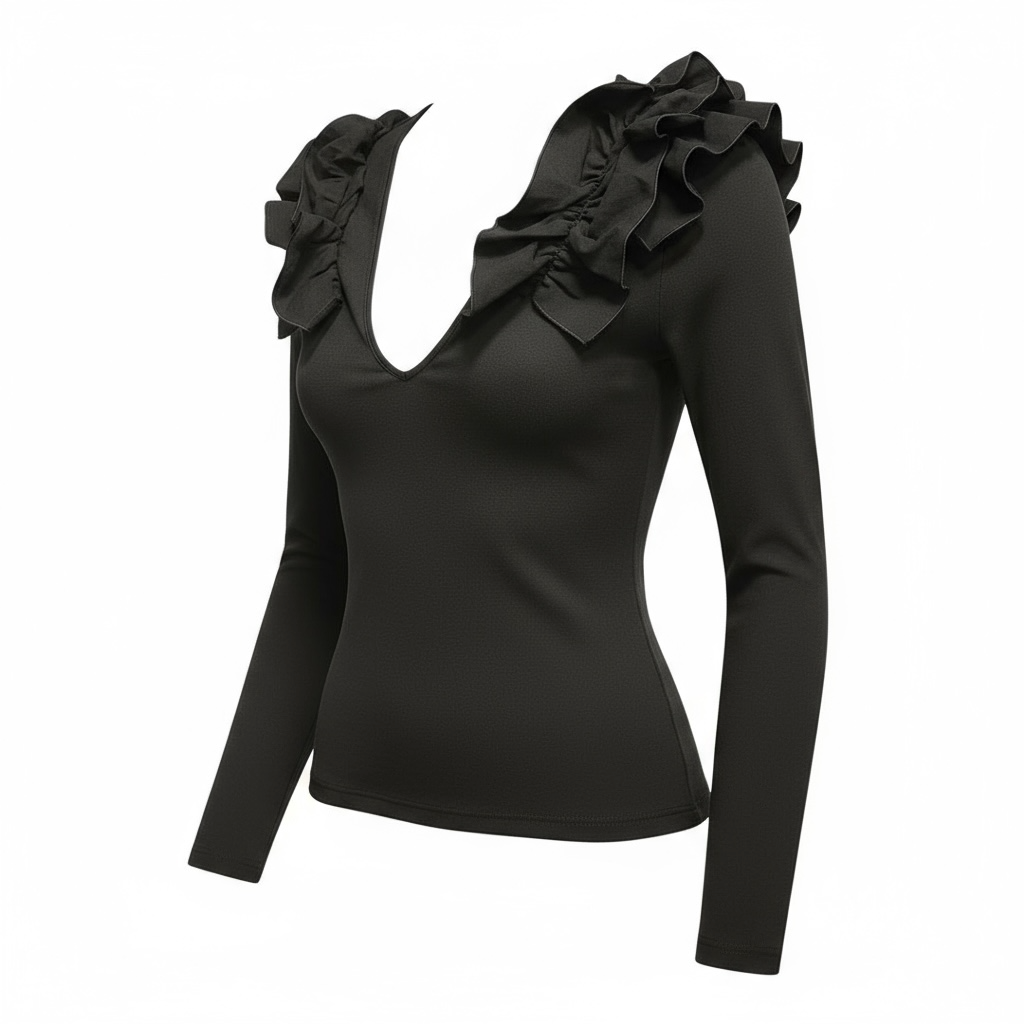 Ruffled Collar Long Sleeve size Medium New with Tags