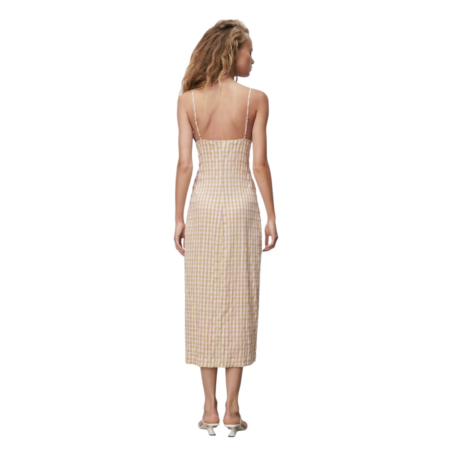 Beige Gingham Dress size L