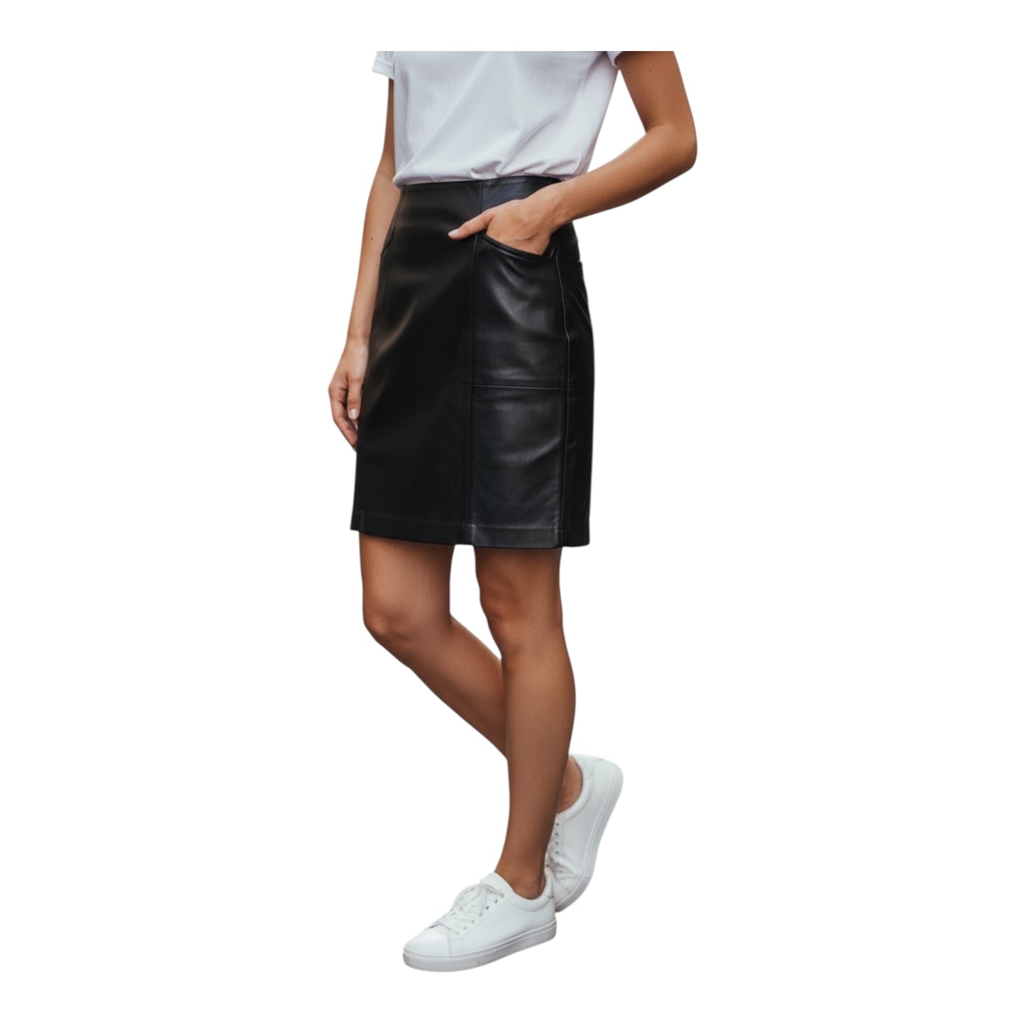 Knee-Length Leather Skirt size 6