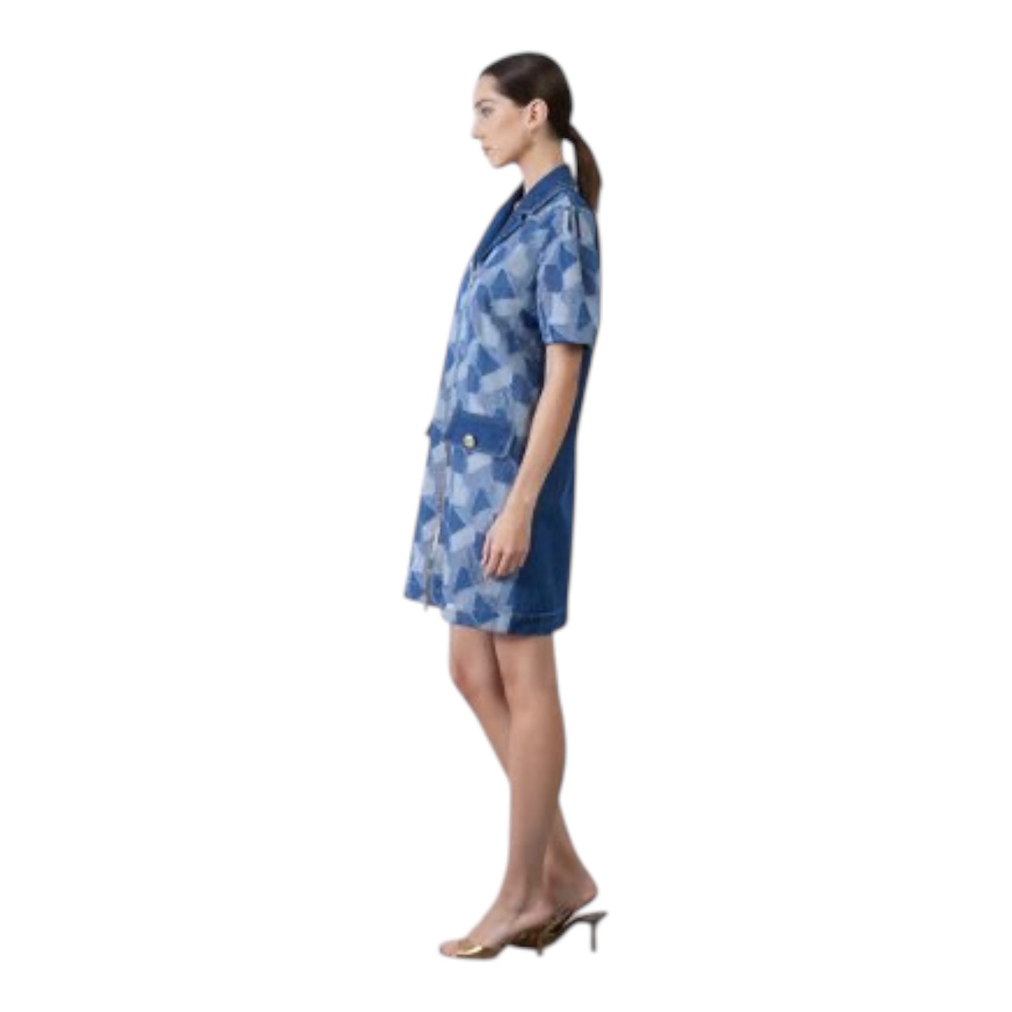 Front Zipper Detailed Denim Dress size 36