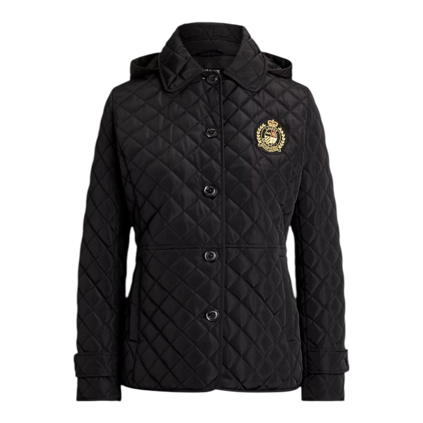 Crest-Patch Quilted Hooded Jacket size Large